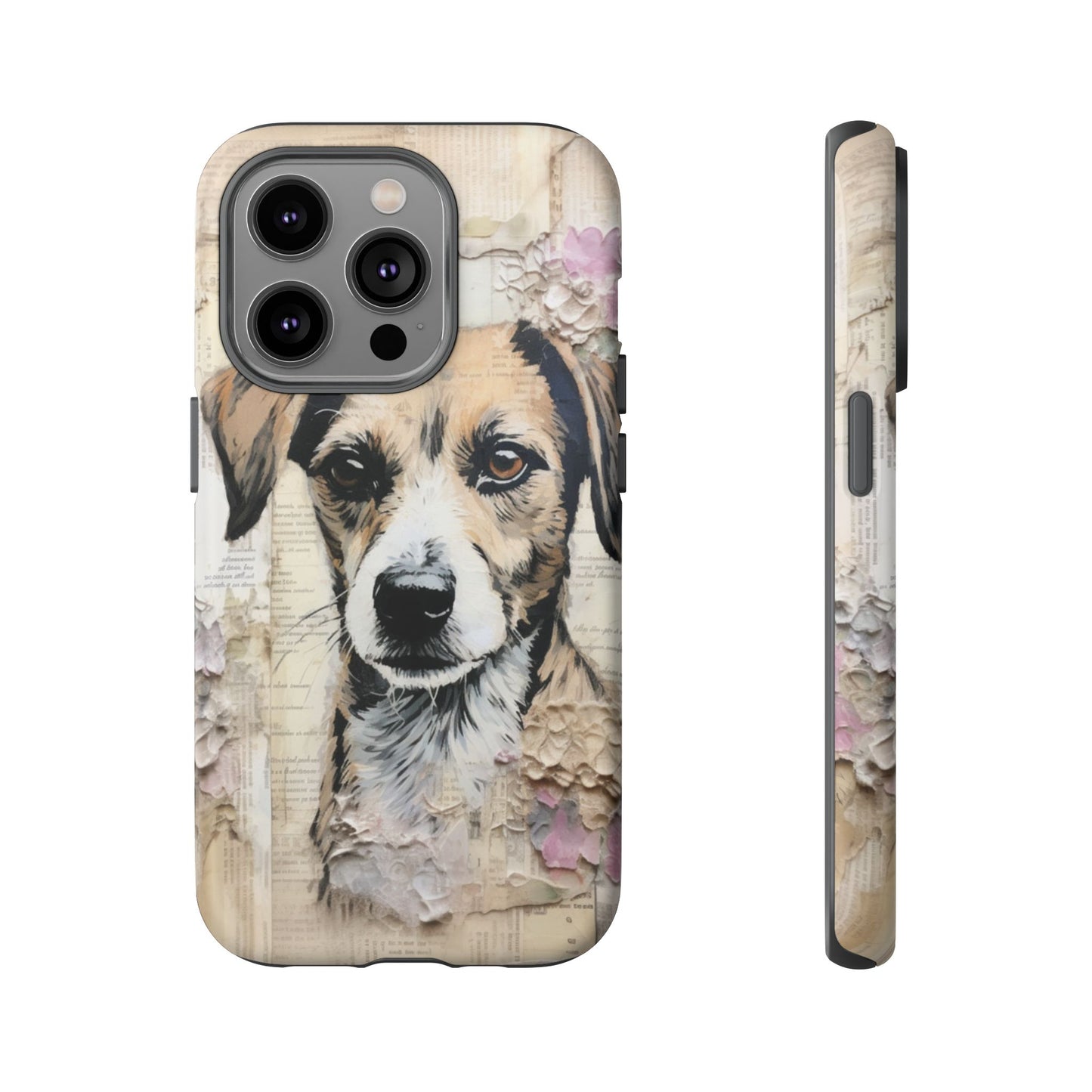 Vintage Collage Dog Portrait Mobile Cover – Artistic Mixed Media Design