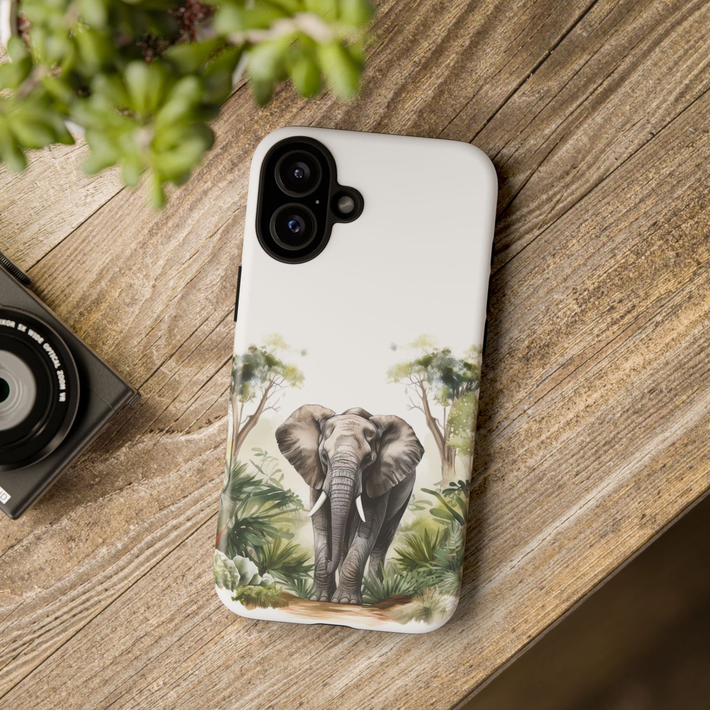 Serene Jungle Elephant Mobile Cover – Watercolor Wildlife Design