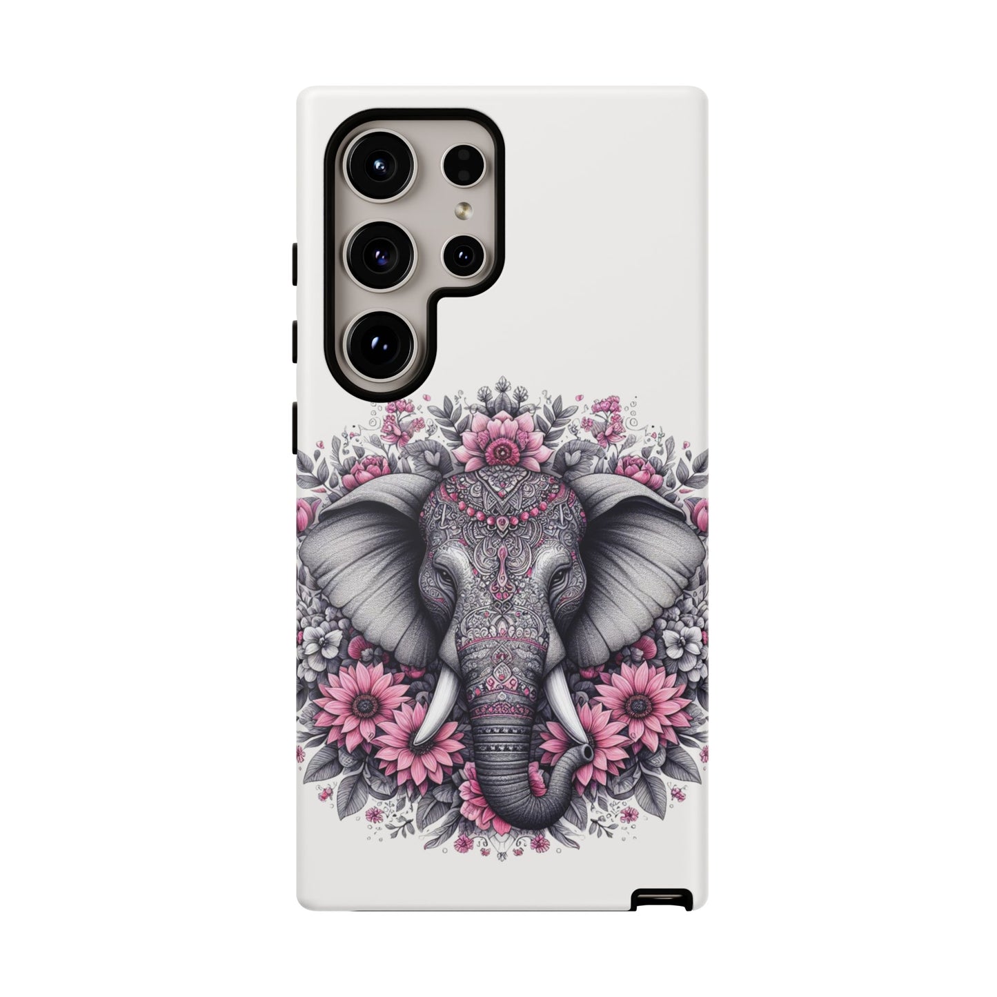 Intricate Floral Elephant Mobile Cover – Mandala-Inspired Boho Art