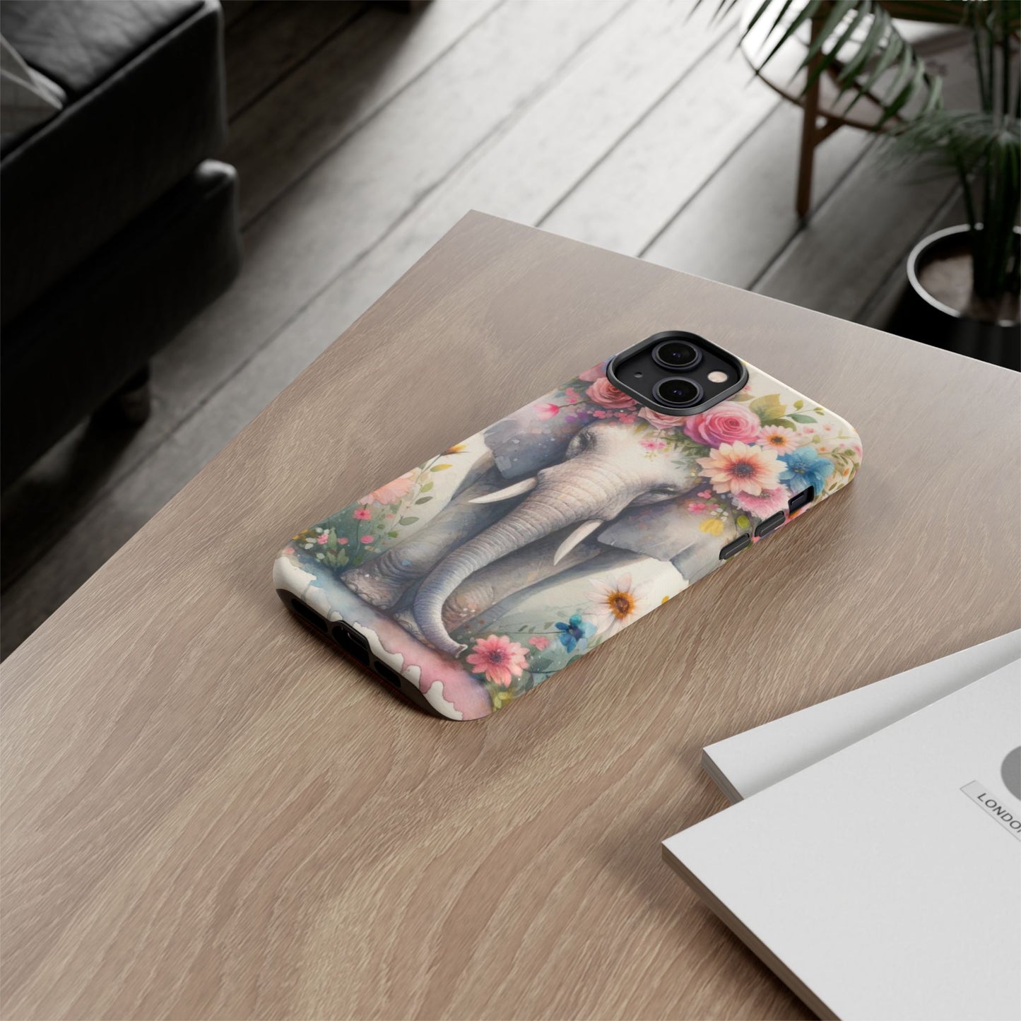 Watercolor Floral Elephant Mobile Cover – Dreamy Artistic Design