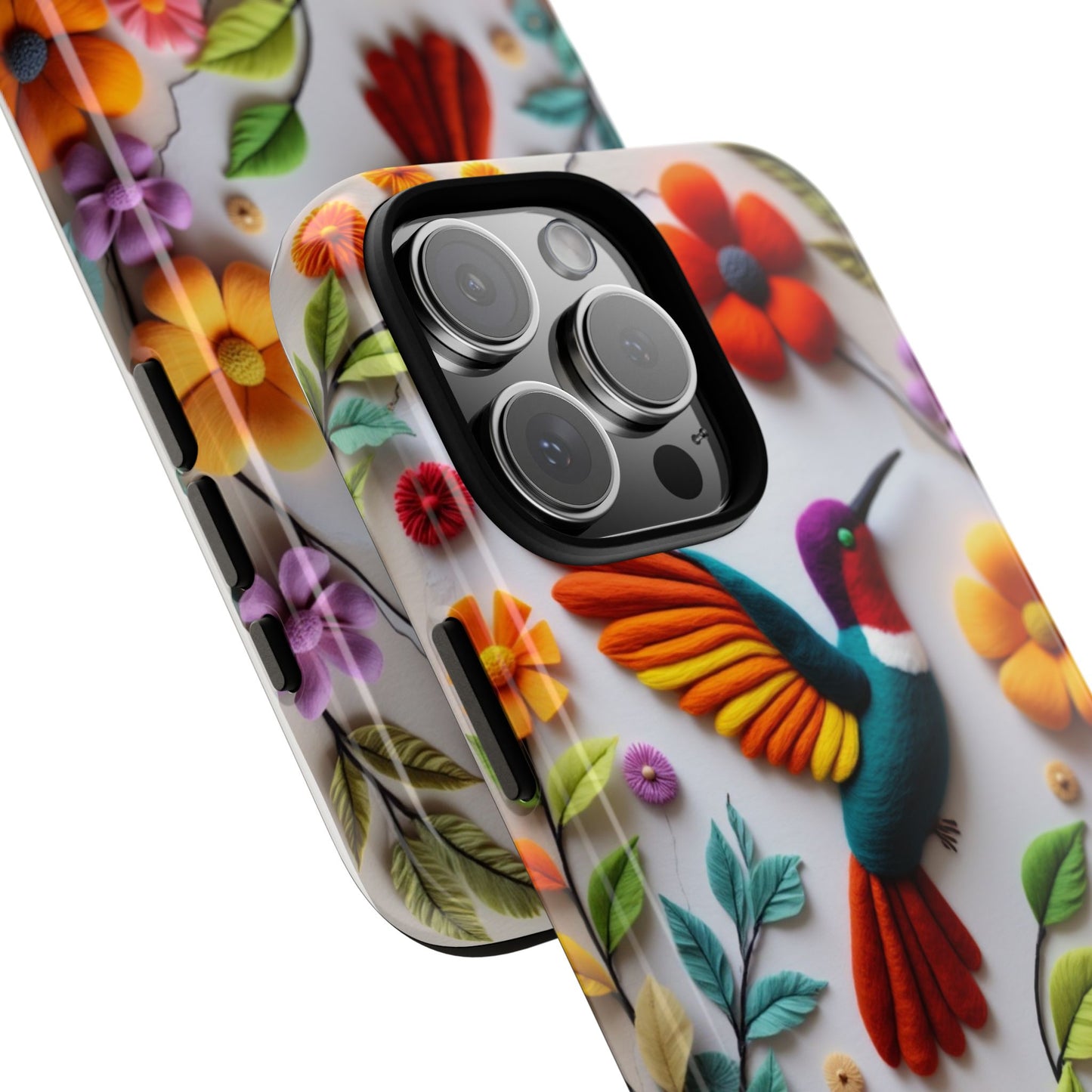 Embroidered Hummingbird with Floral Design | Nature's Elegant Stitch