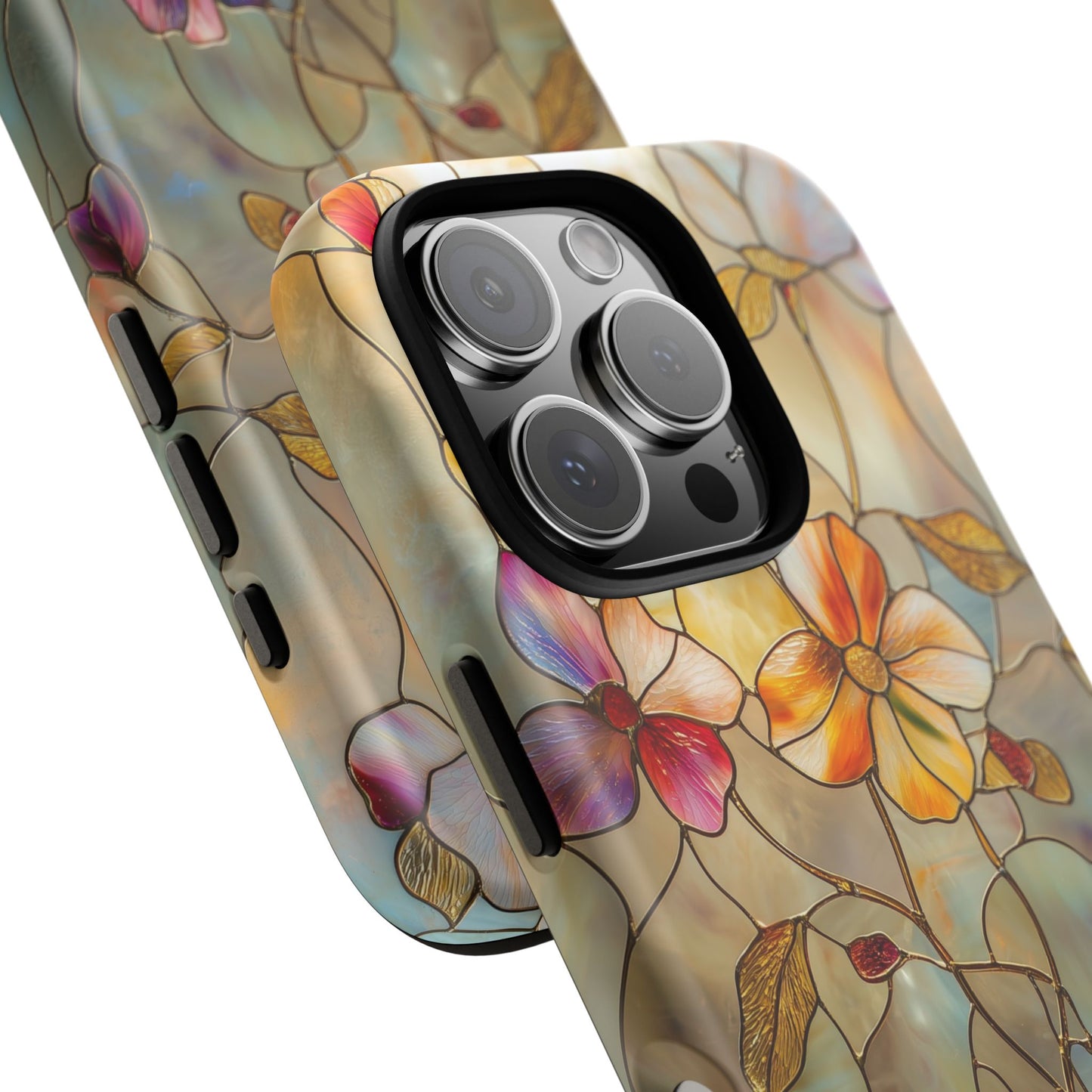Golden Bloom – Luxe Stained Glass Floral Phone Case for iPhone, Samsung & Pixel