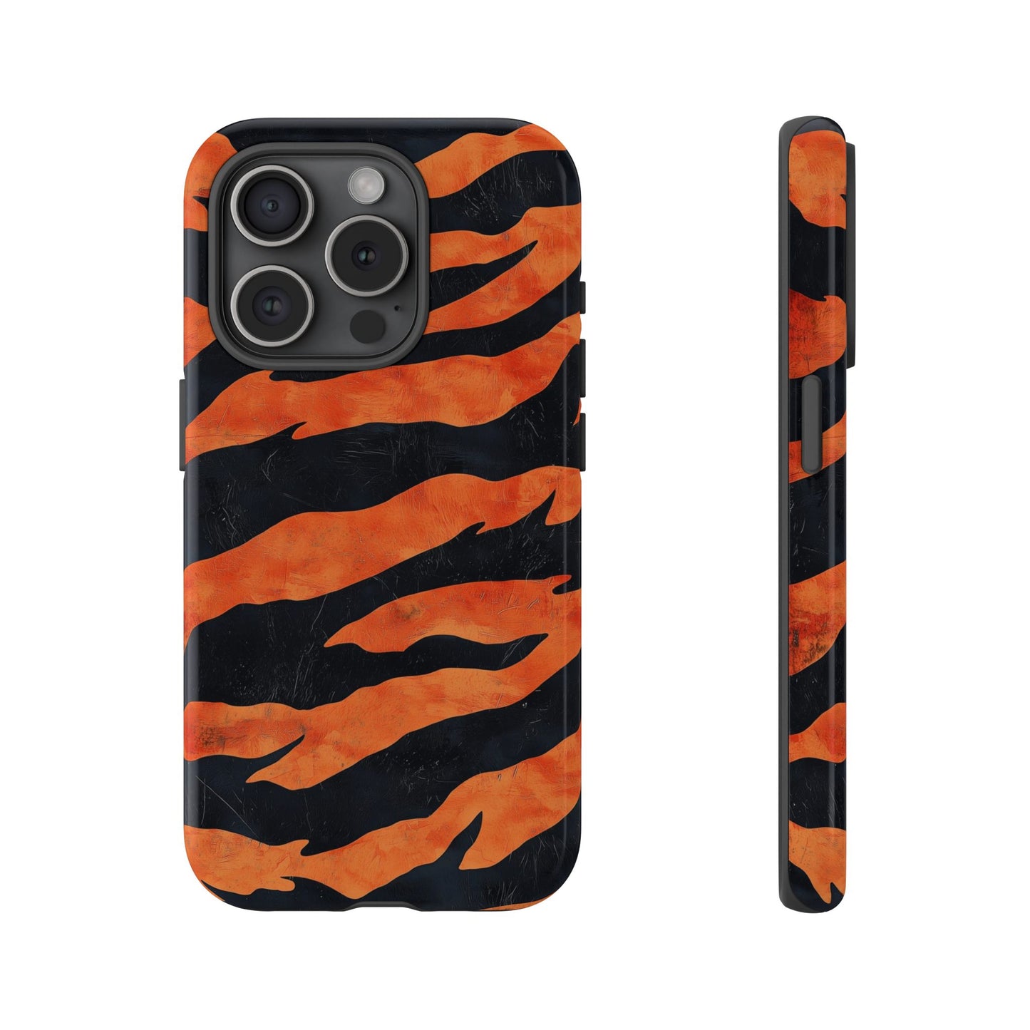 Burnt Orange & Black Tiger Stripes Phone Case for iPhone, Samsung & Google Pixel
