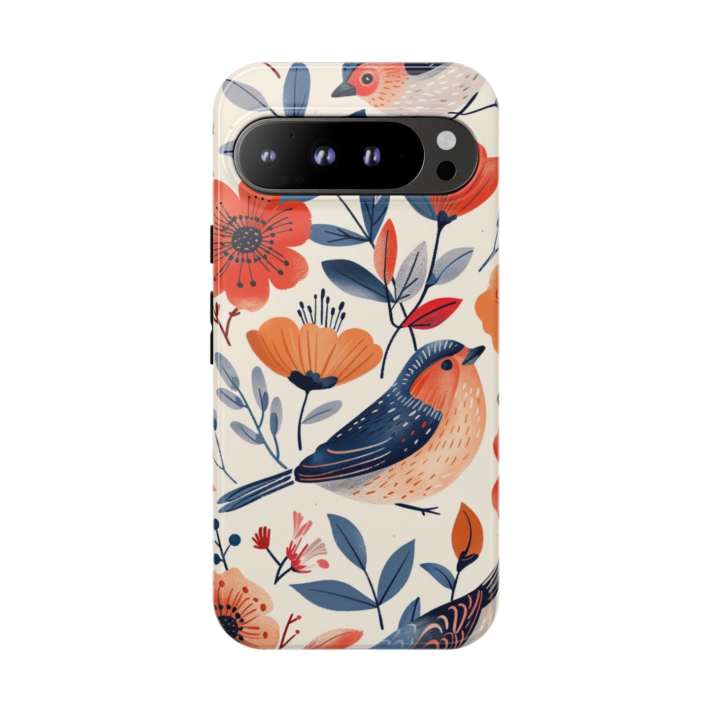 Floral Bird Phone Case - Elegant Nature-Inspired Cover for iPhone, Samsung & Google Pixel