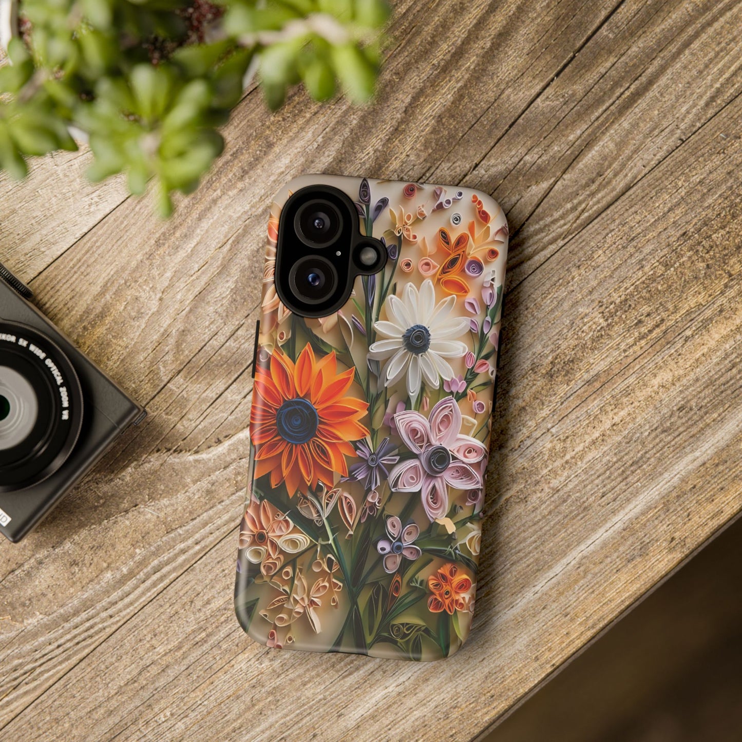 Intricate Quilled Floral Artwork In Vibrant Colors phone case design.