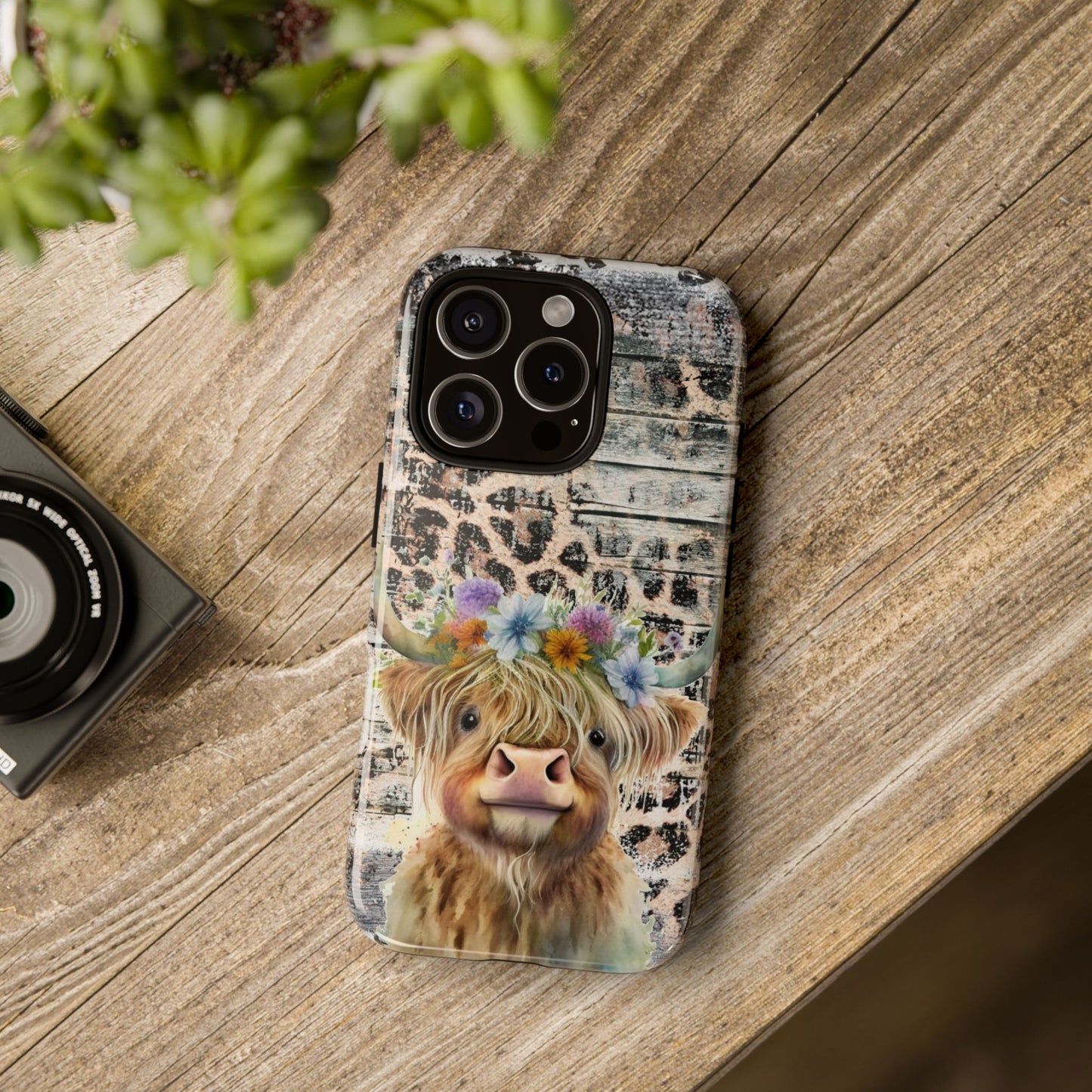 Leopard Print Heifer Phone Case - iPhone, Samsung & Google Pixel Cover - Artistic Cow Phone Case, Animal Lover Gift