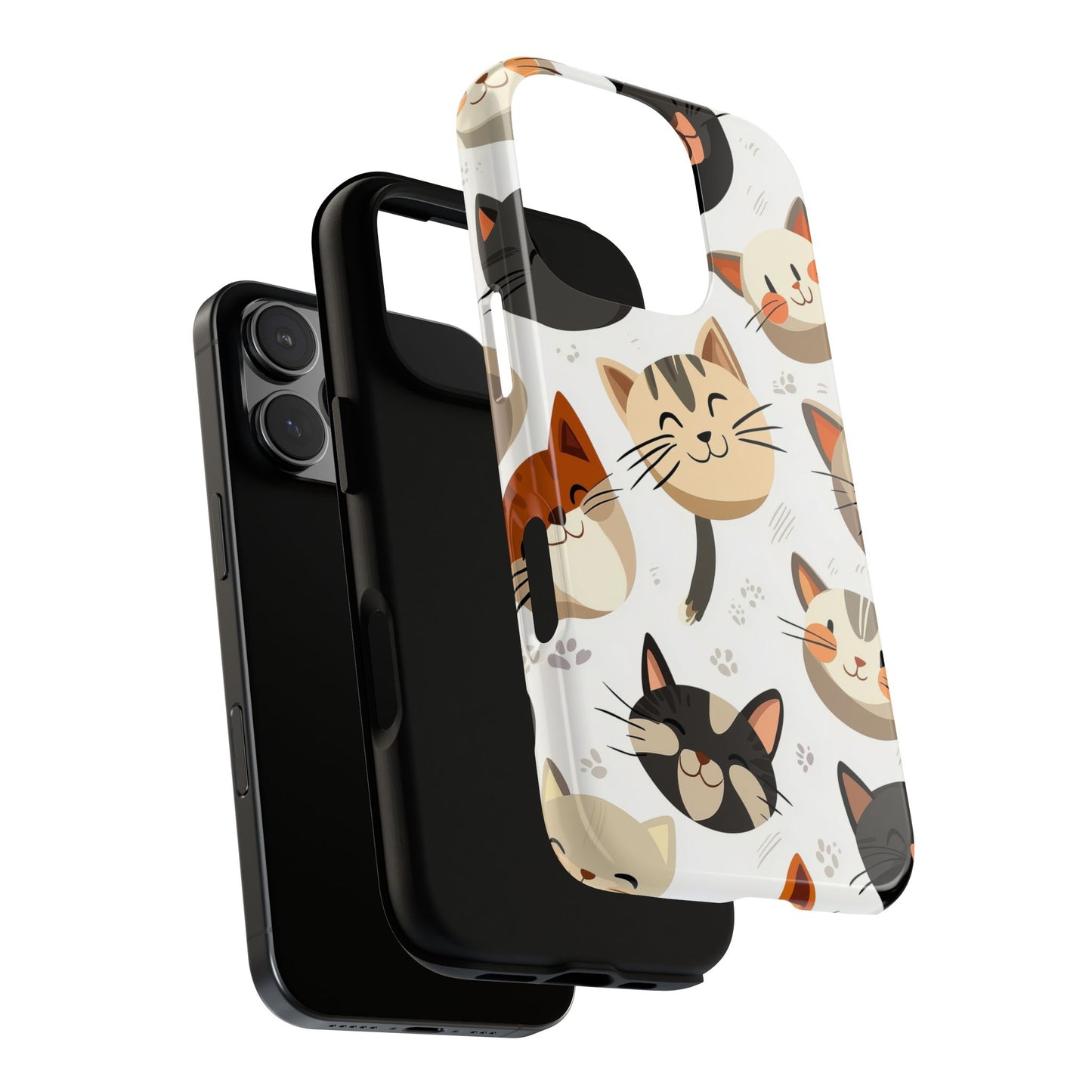Cute Cat Faces Phone Case – Kawaii Anime Style for iPhone, Samsung & Google Pixel, Fun and Playful Cat Design