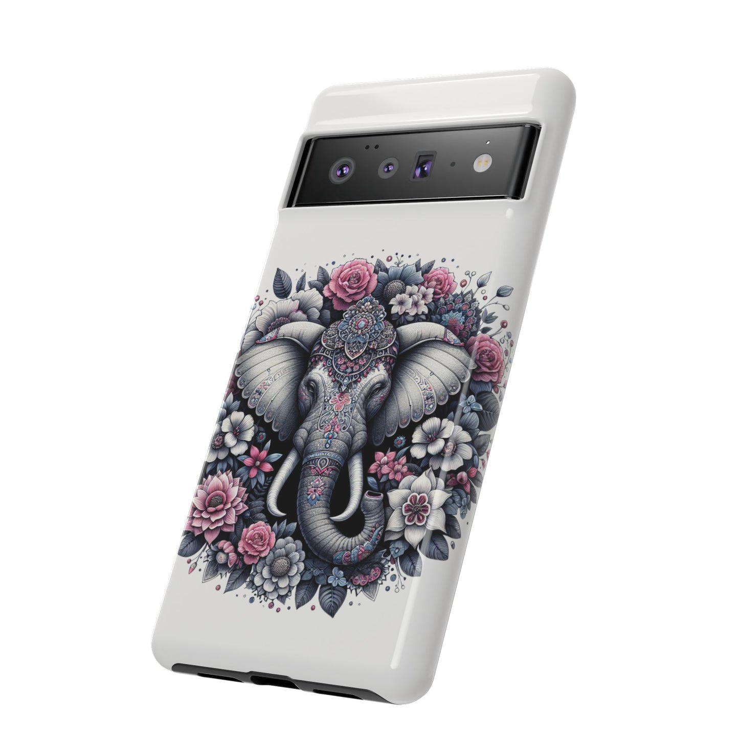 Ornate Floral Elephant Mobile Cover – Elegant Bohemian Art