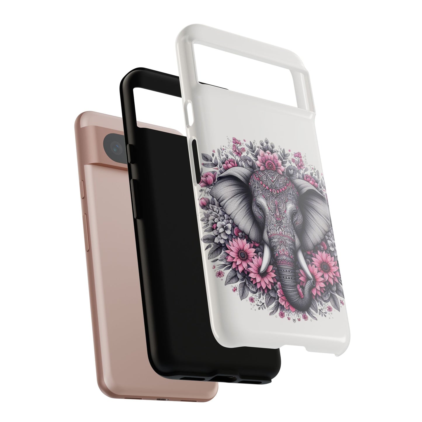 Intricate Floral Elephant Mobile Cover – Mandala-Inspired Boho Art