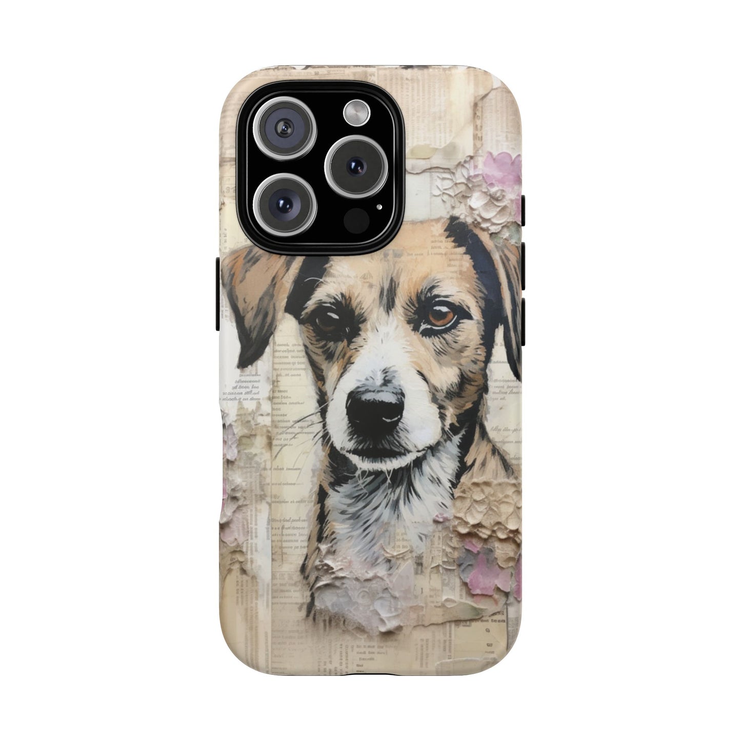 Vintage Collage Dog Portrait Mobile Cover – Artistic Mixed Media Design