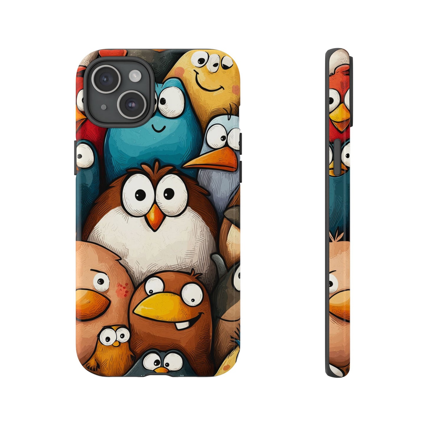 Quirky Bird Squad Anime Phone Case for iPhone, Samsung, Google Pixel