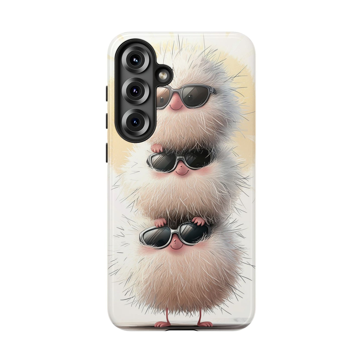 Fluffy Stack Anime Phone Case – Cute Furry Creatures with Sunglasses, Kawaii Aesthetic Design for iPhone, Samsung & Google Pixel