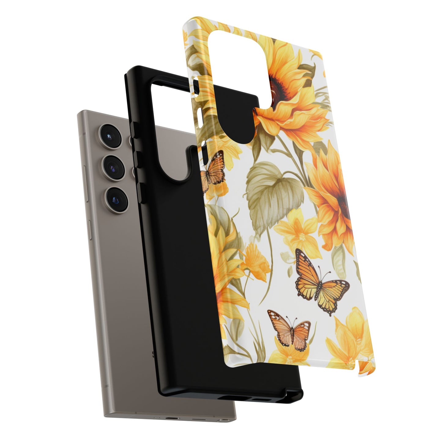 Golden Sunflower & Butterfly Phone Case – Warm & Elegant