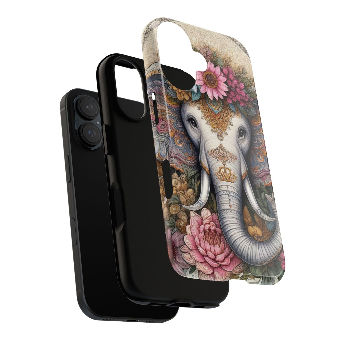 Elegant Floral Elephant Mobile Cover – Royal Mandala Art