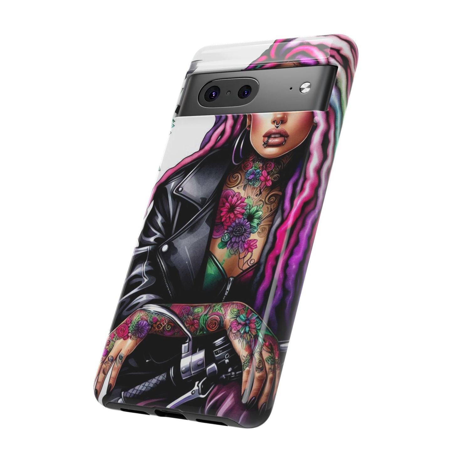 Neon Rebel – Vibrant Biker Queen Mobile Cover