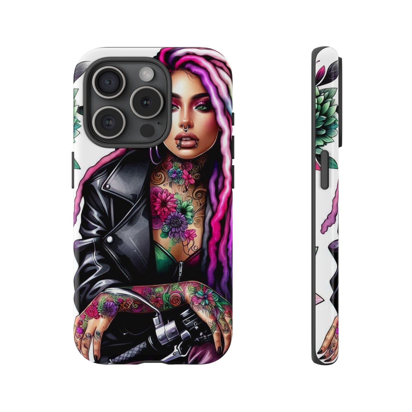 Neon Rebel – Vibrant Biker Queen Mobile Cover