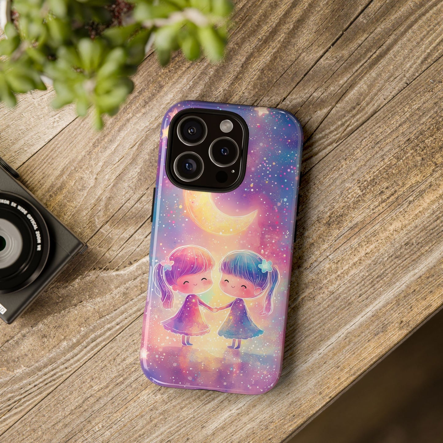Moonlit Friendship Galaxy Phone Case for iPhone, Samsung, Google Pixel