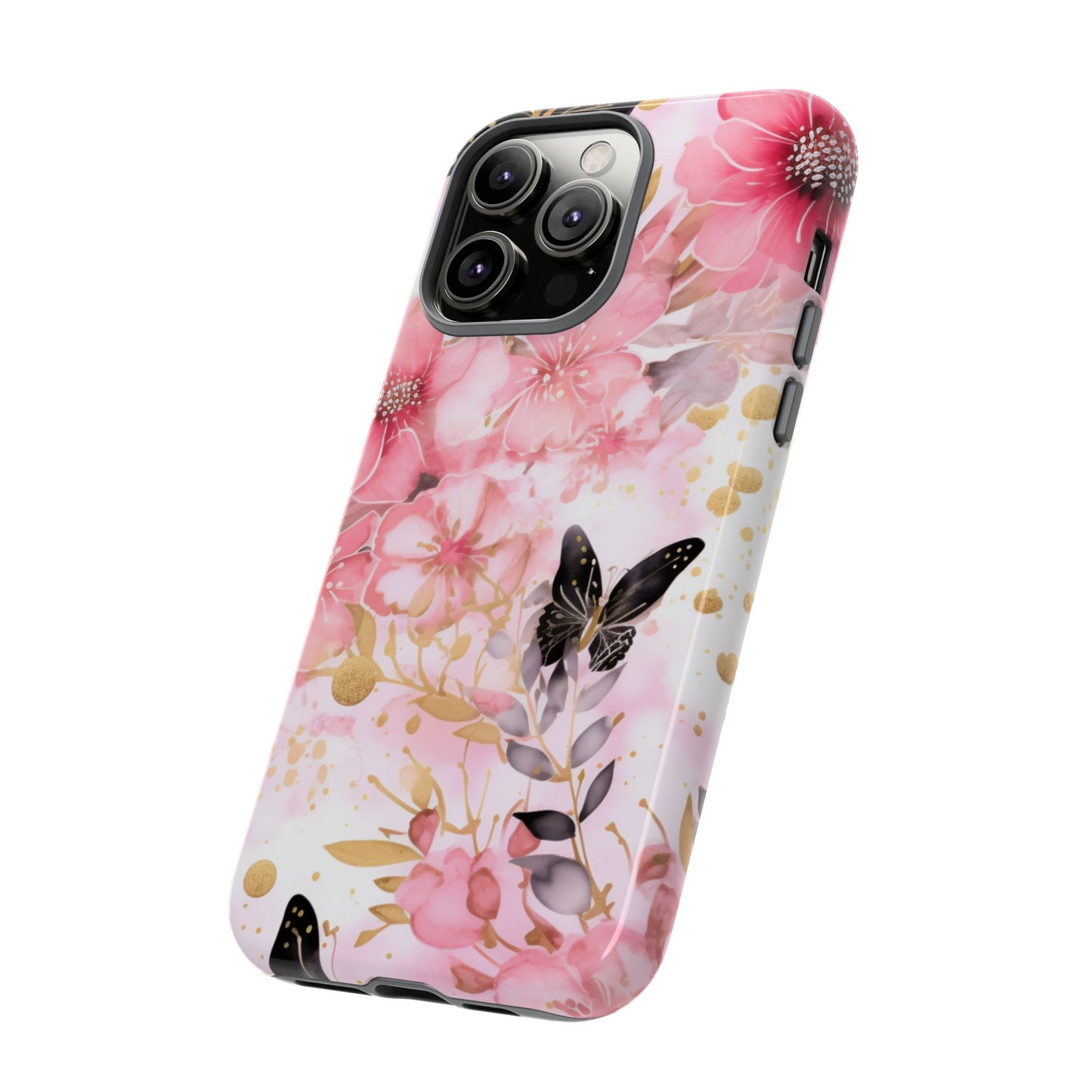 Pink Blossom & Gold Butterfly Mobile Case