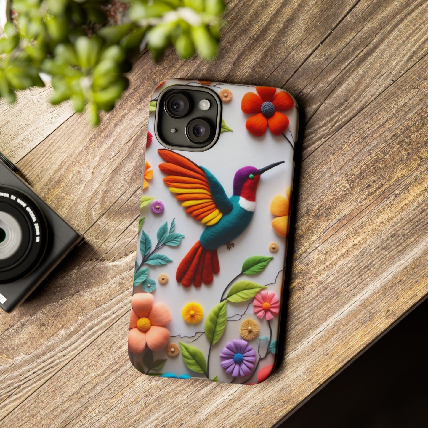 Embroidered Hummingbird with Floral Design | Nature's Elegant Stitch | iPhone 16 Pro