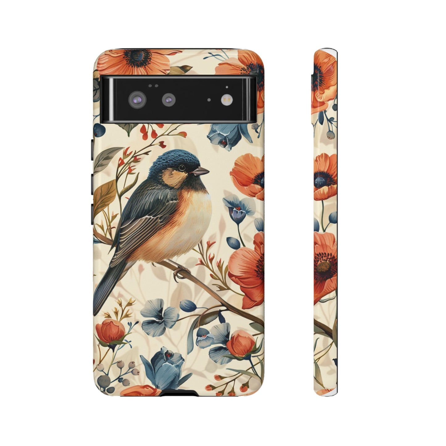 Floral Bird Phone Case - Elegant Nature-Inspired Cover for iPhone, Samsung & Google Pixel