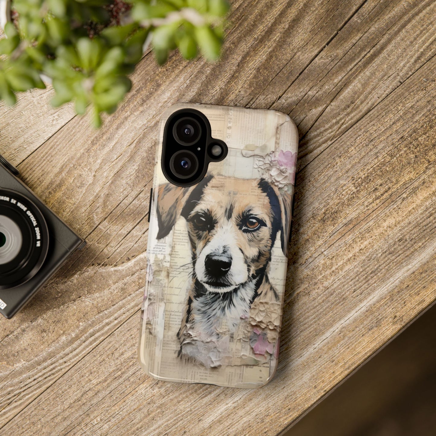 Vintage Collage Dog Portrait Mobile Cover – Artistic Mixed Media Design
