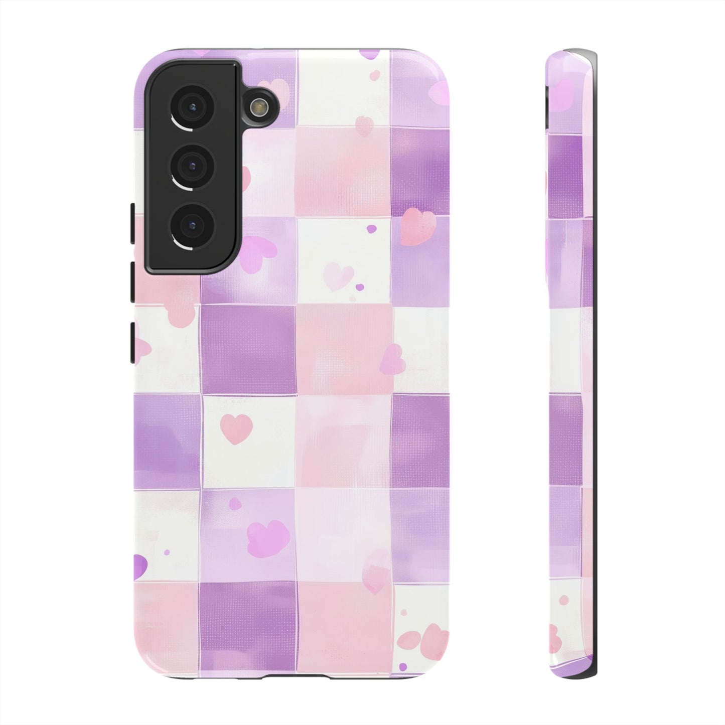 Kawaii Heart Gingham Phone Case for iPhone, Samsung, Google Pixel