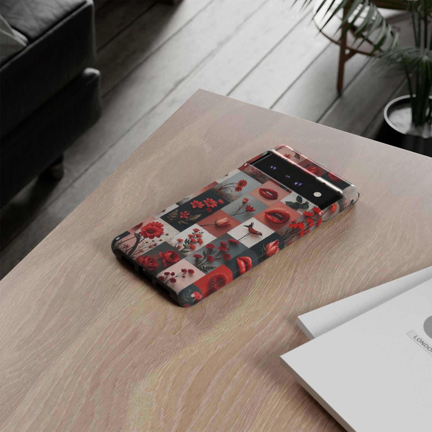 Red Flowers & Lips Collage Phone Case