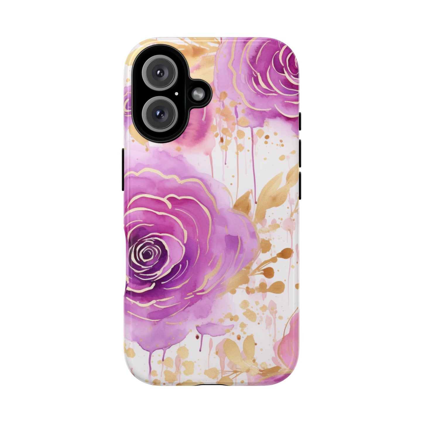 Elegant Purple-Gold Watercolor Rose Mobile Case