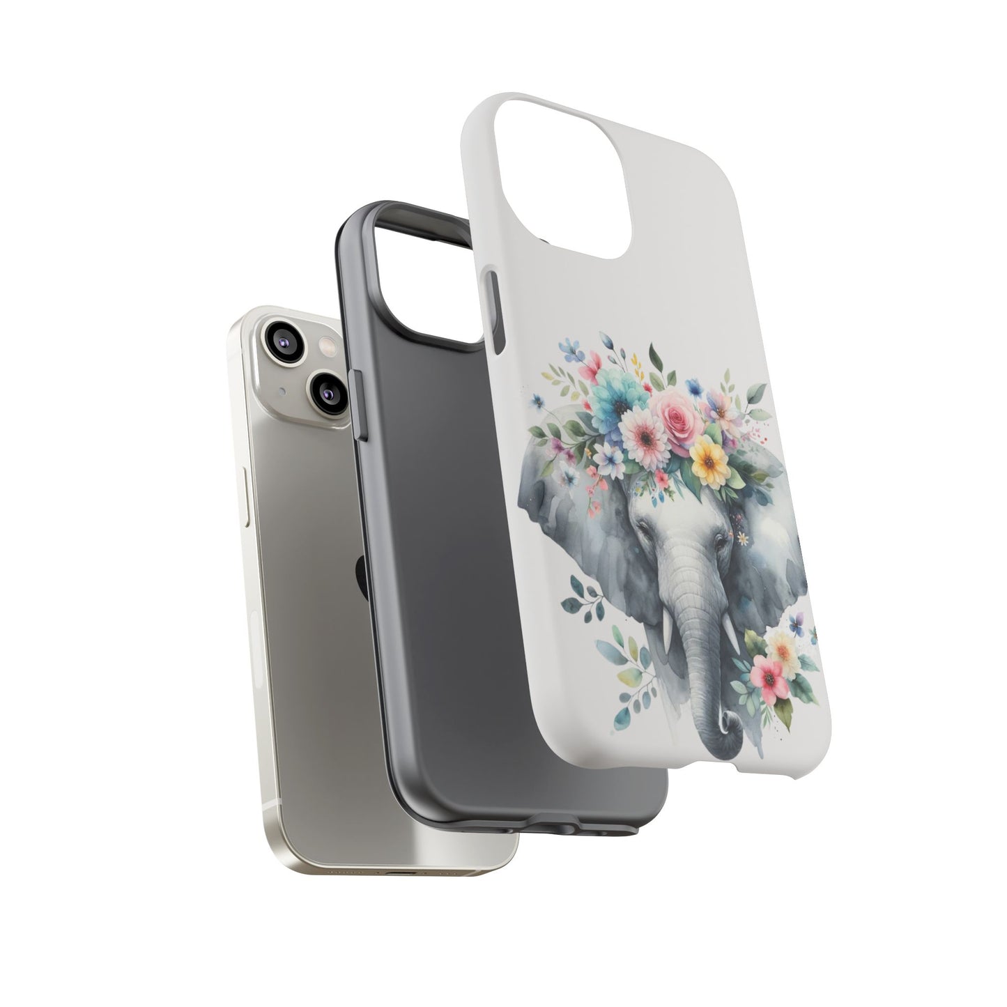 Floral Crown Elephant Mobile Cover – Elegant Watercolor Art