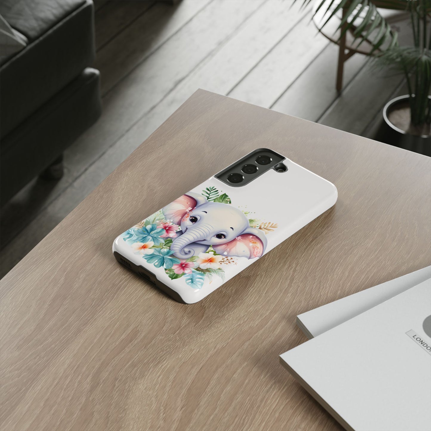 Adorable Baby Elephant Mobile Cover – Floral Fantasy Art