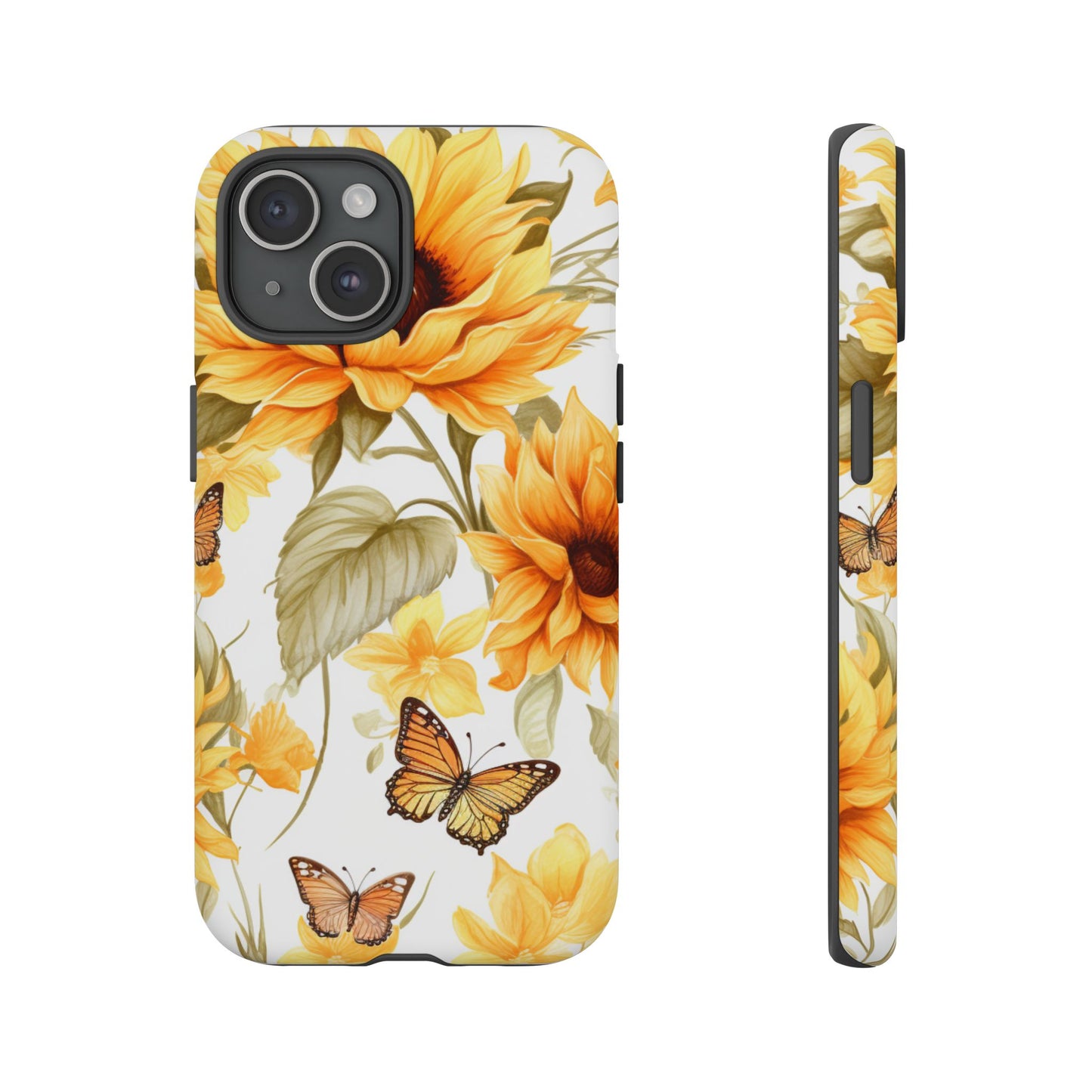 Golden Sunflower & Butterfly Phone Case – Warm & Elegant