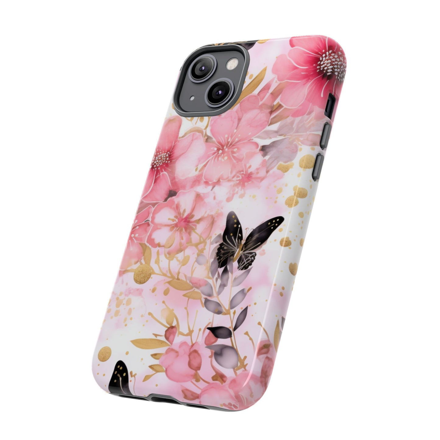Pink Blossom & Gold Butterfly Mobile Case