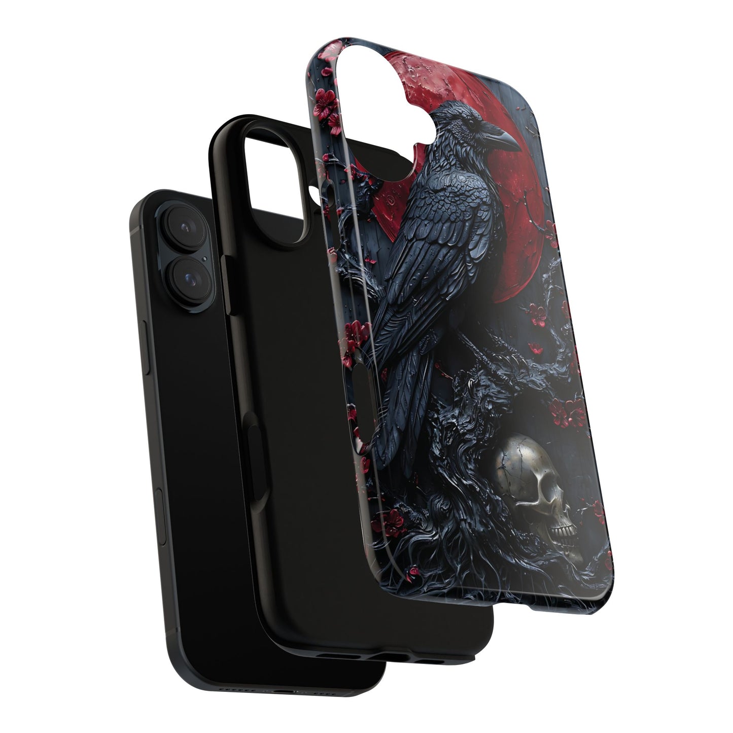Gothic Sculpture Of Raven On Charcoal Tree Branch phone case design