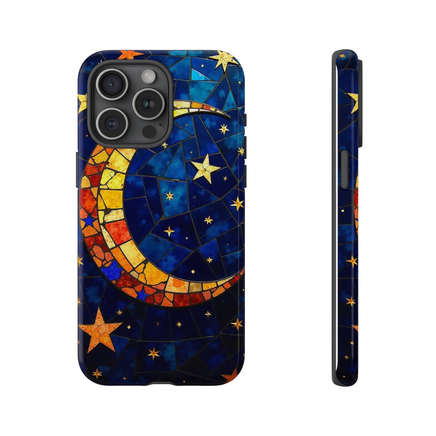 Celestial Crescent: Vibrant Moon and Stars Phone Case