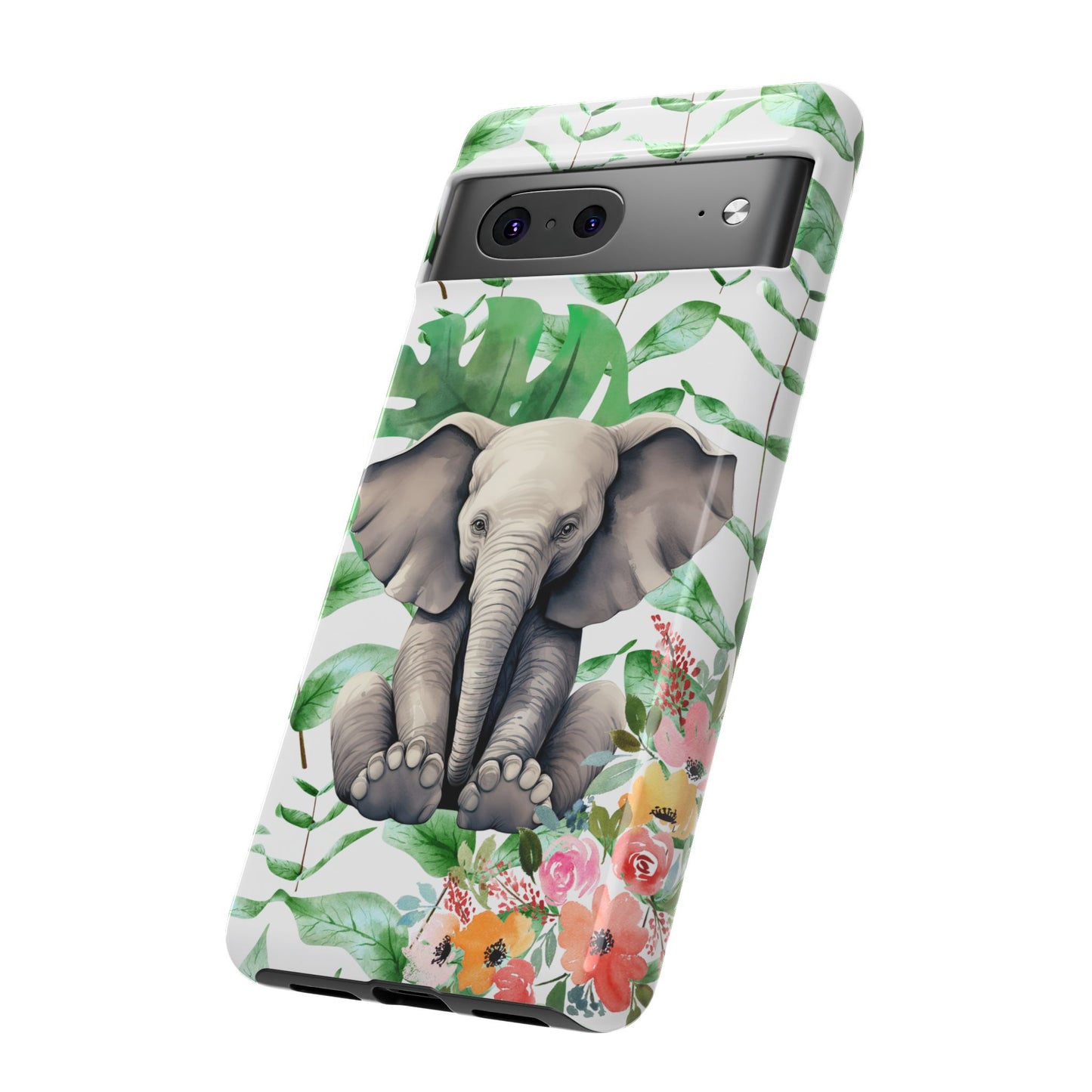 Cute Baby Elephant Mobile Cover – Floral & Tropical Aesthetic