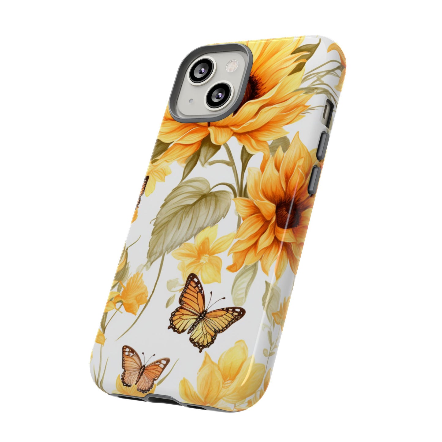Golden Sunflower & Butterfly Phone Case – Warm & Elegant