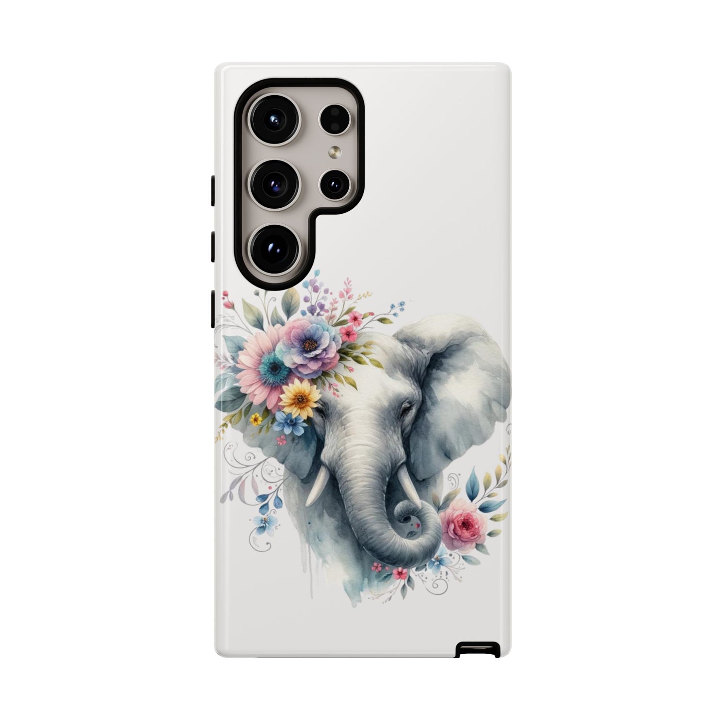 Floral Elephant Mobile Cover – Elegant Watercolor Art