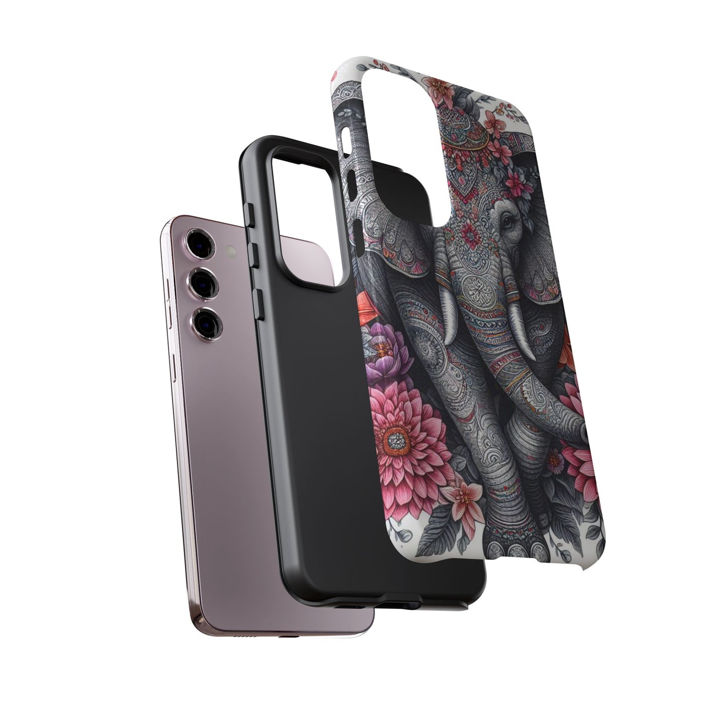 Bohemian Floral Elephant Mobile Cover – Intricate Mandala Art