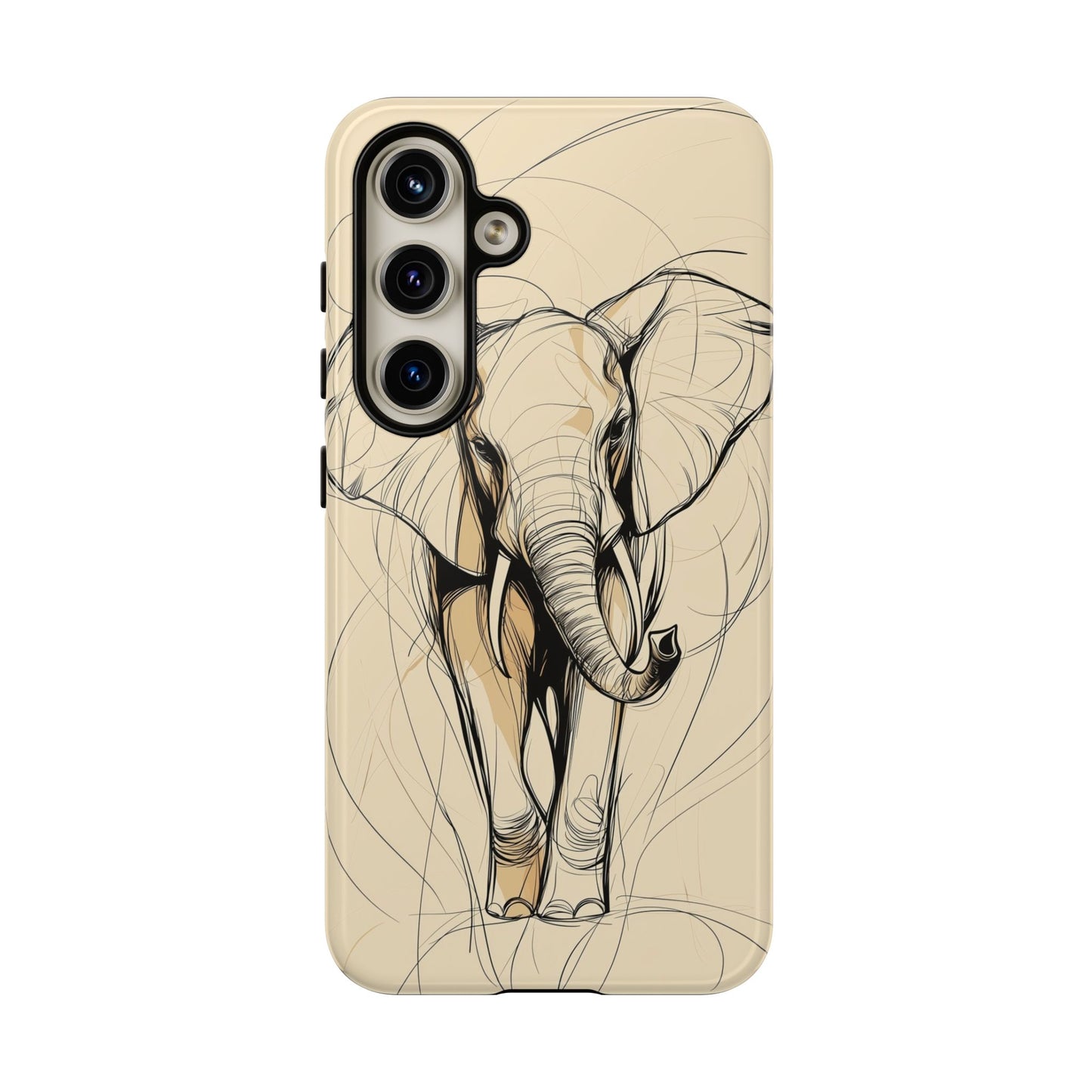 Majestic March: Dynamic Elephant Line Art Phone Case for iPhone, Samsung & Pixel