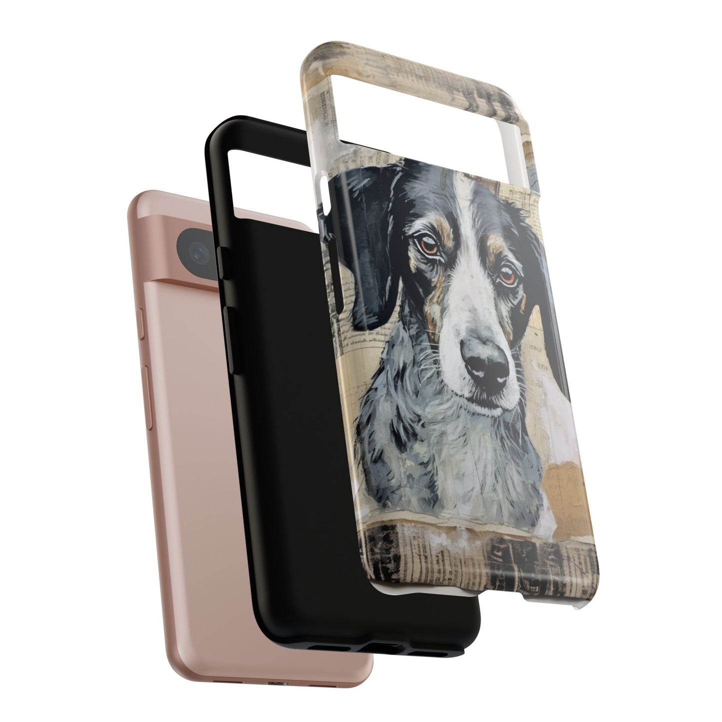 Personalized Rustic Dog Portrait – Vintage Collage Art Style