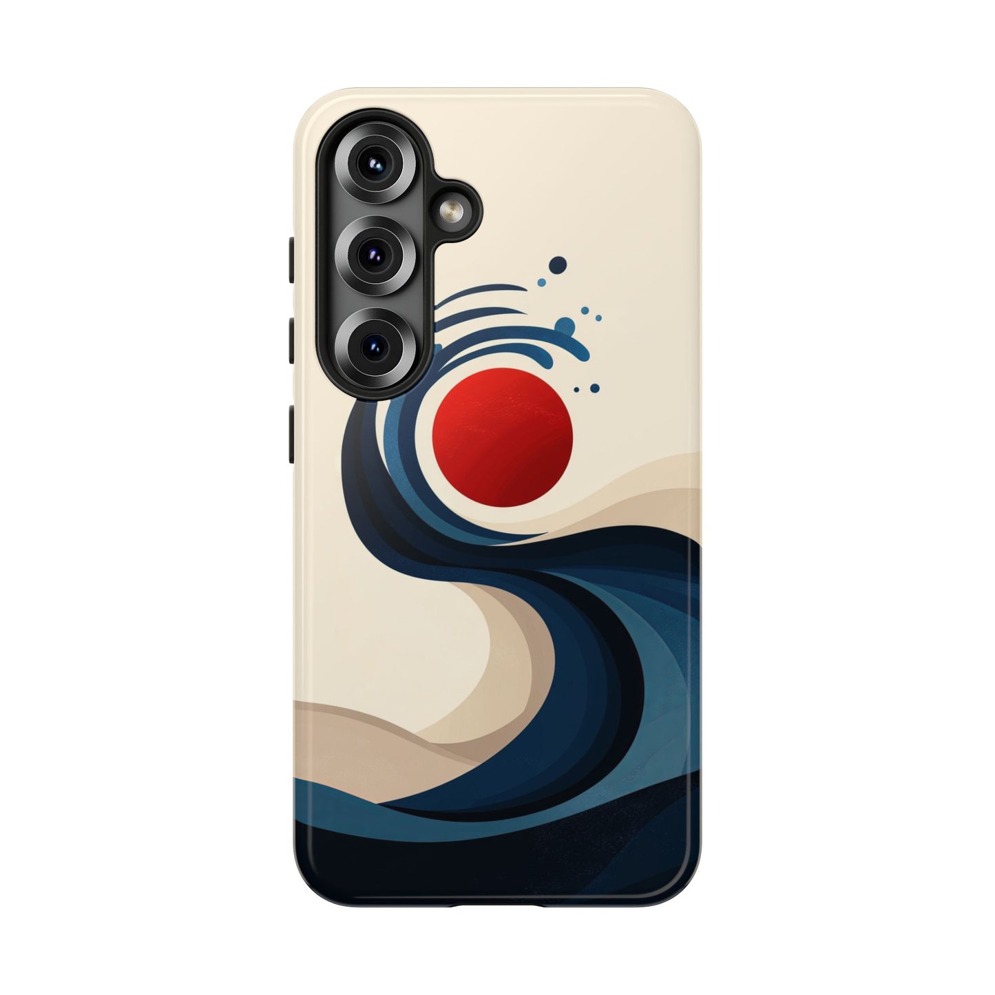 Red Sun Wave – Minimalist Abstract Ocean Case for iPhone, Google Pixel, Samsung