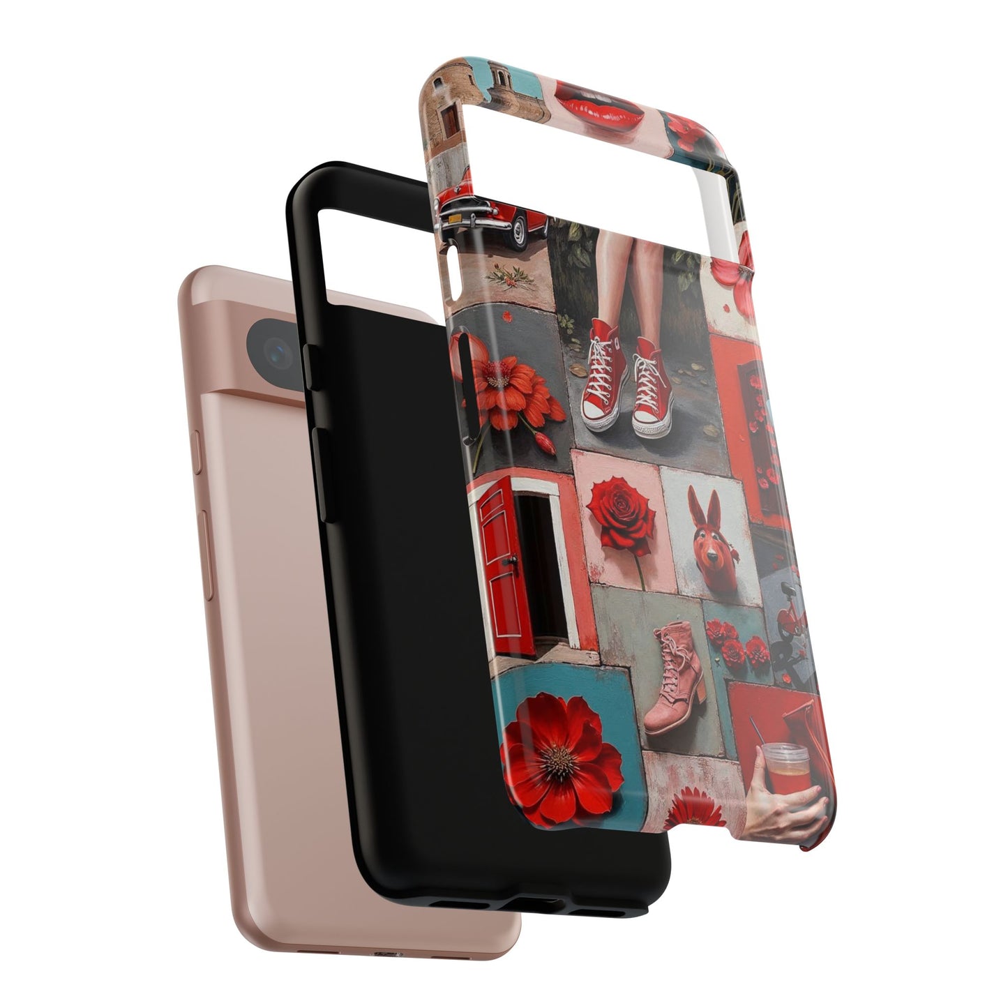 Red Sneakers & Roses Collage Phone Case