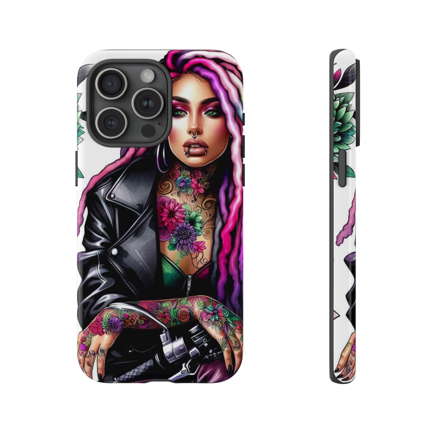 Neon Rebel – Vibrant Biker Queen Mobile Cover