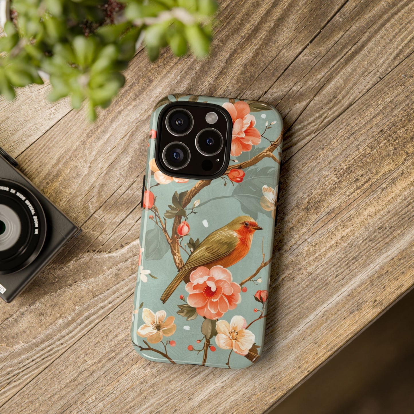 Floral Bird Phone Case - Elegant Nature-Inspired Cover for iPhone, Samsung & Google Pixel