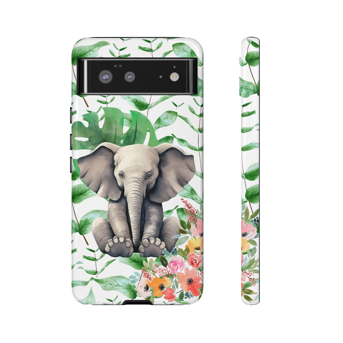 Cute Baby Elephant Mobile Cover – Floral & Tropical Aesthetic