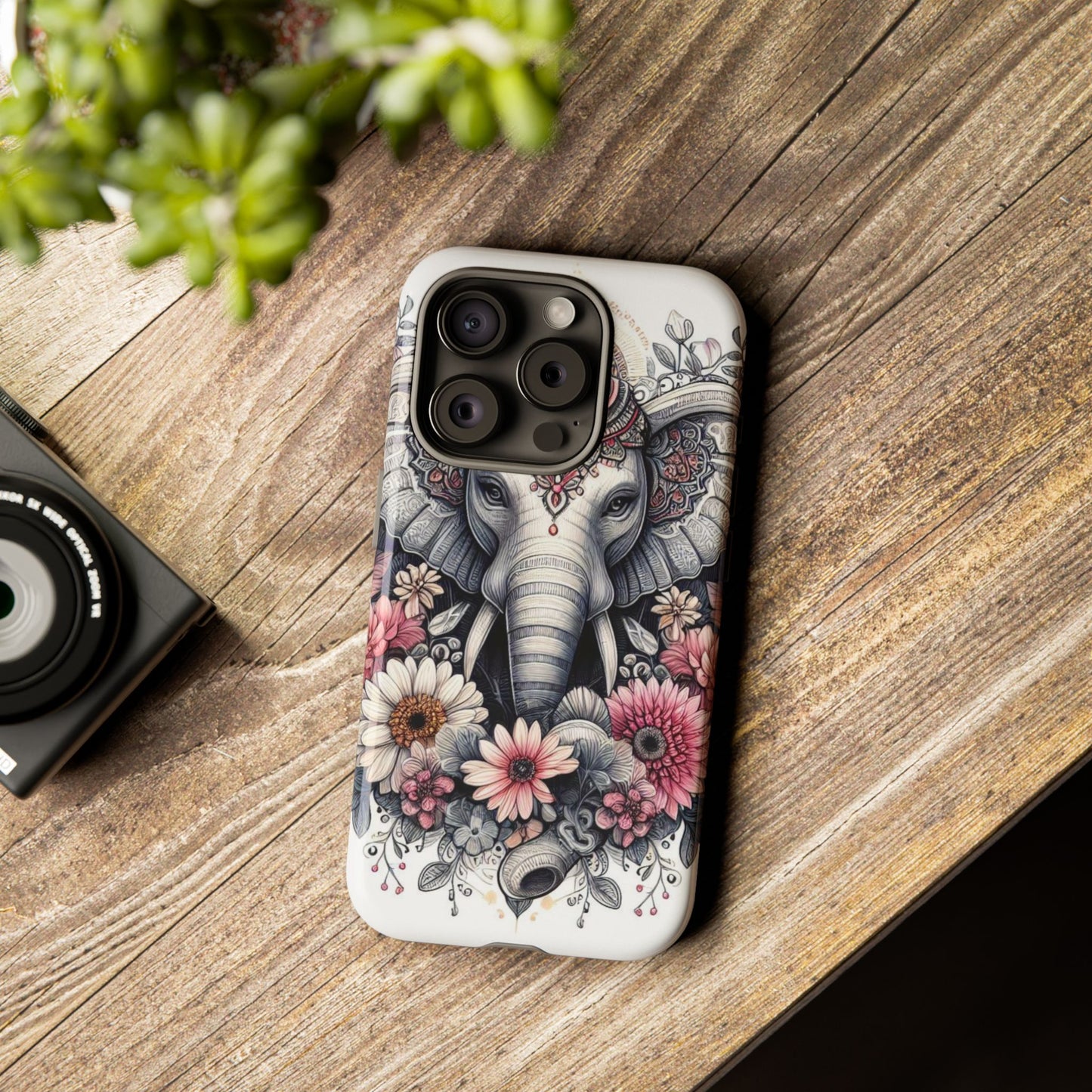 Royal Elephant Mandala Phone Case – Intricate Bohemian Floral Design