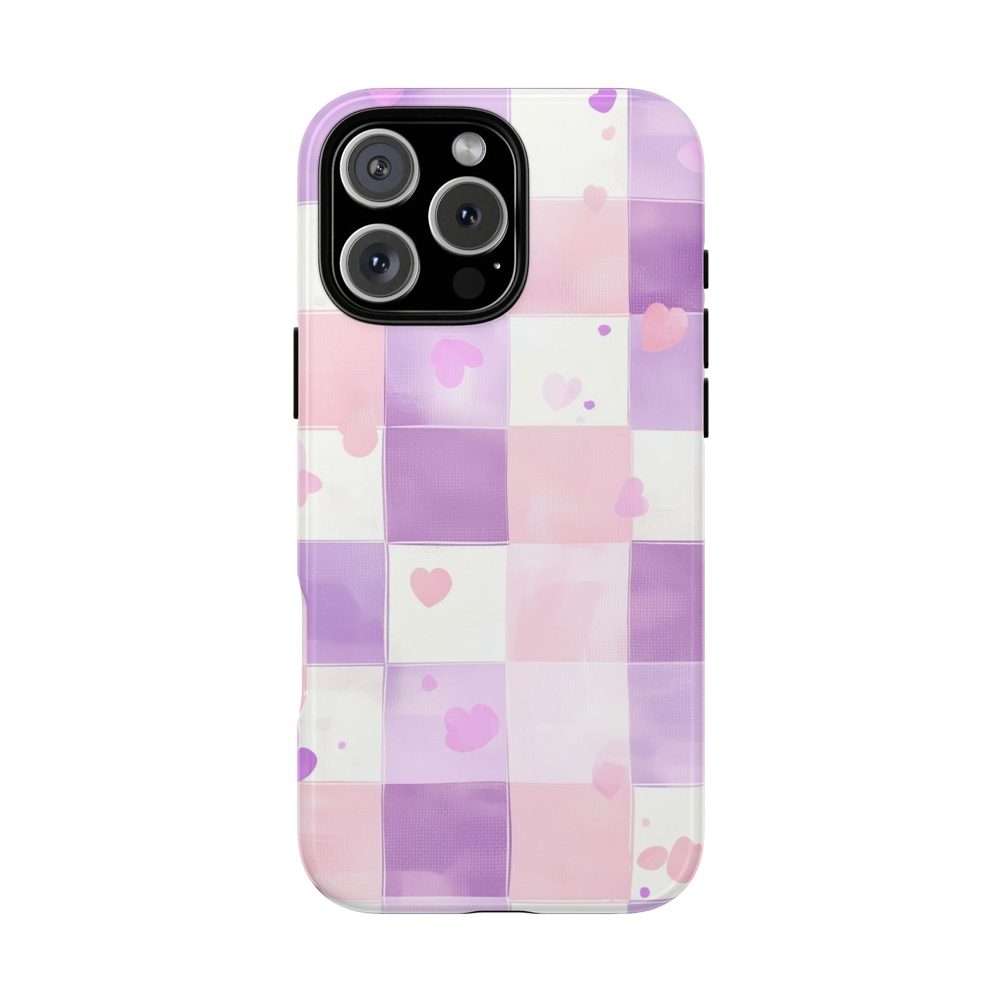 Kawaii Heart Gingham Phone Case for iPhone, Samsung, Google Pixel