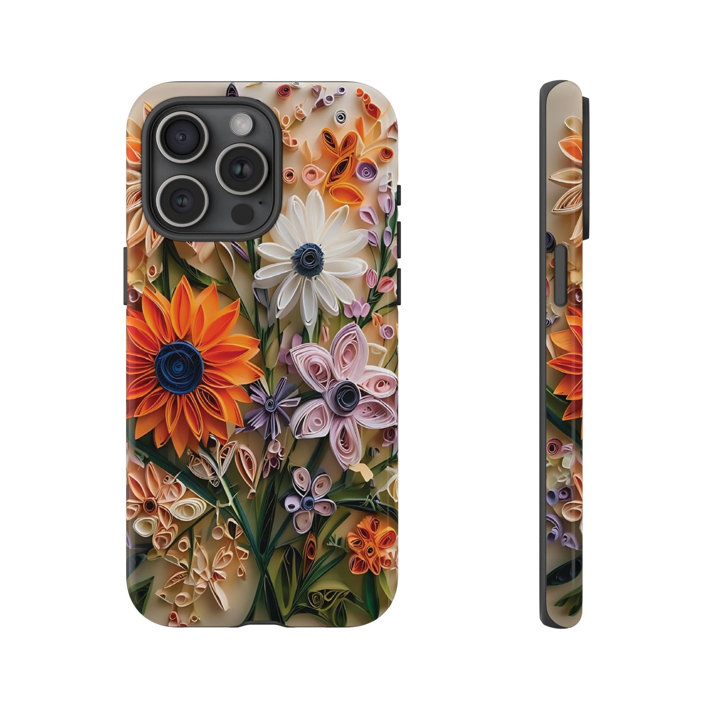 Intricate Quilled Floral Artwork In Vibrant Colors phone case design.