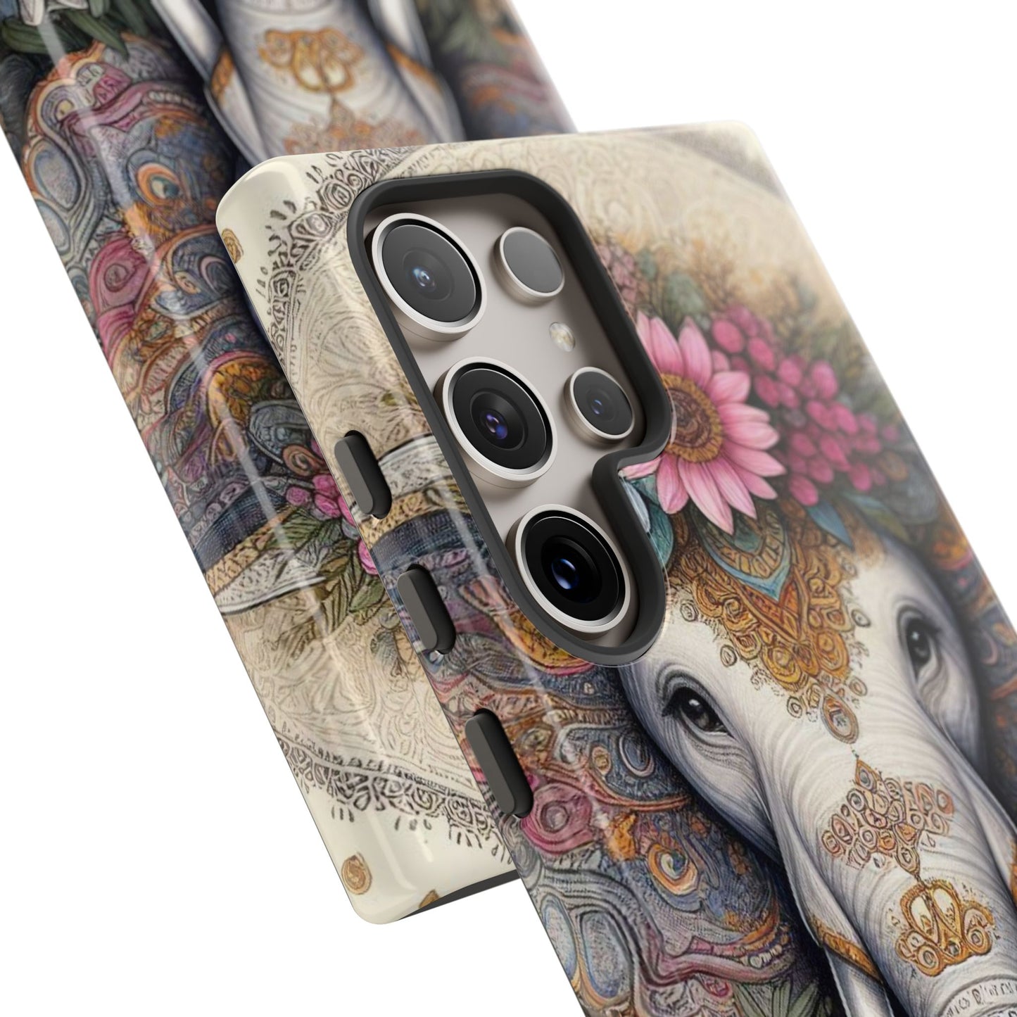 Elegant Floral Elephant Mobile Cover – Royal Mandala Art