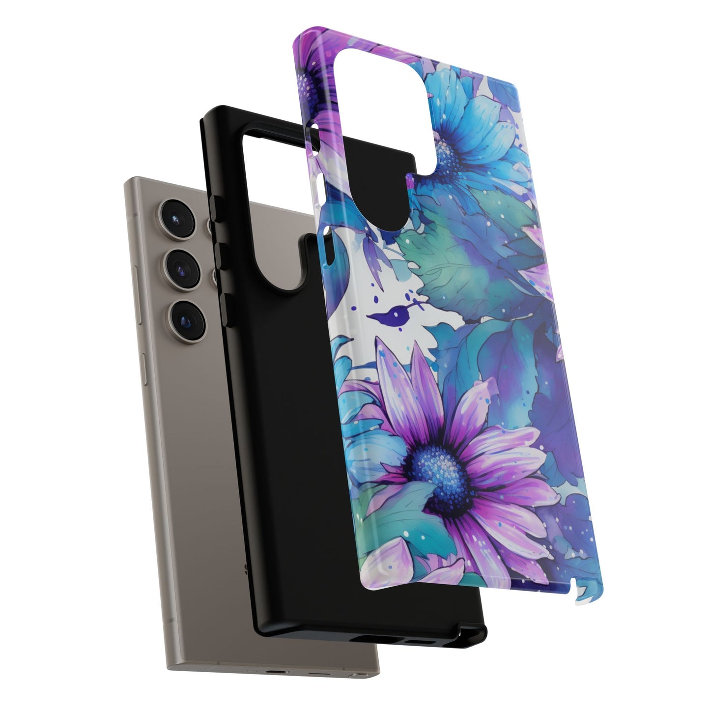 Dreamy Blue & Purple Floral Watercolor Mobile Case